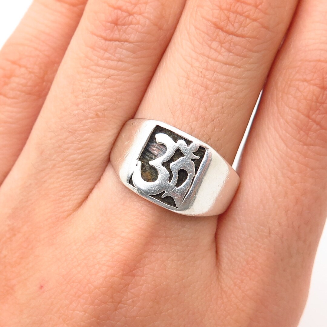Orecchini Uomo Donna Con Simbolo Mantra OM In Argento Sterling 925 E Ottone Dorato - 2