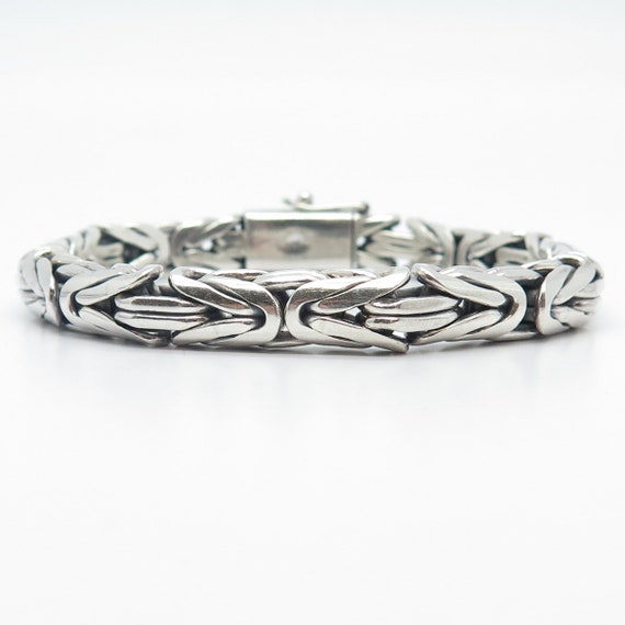 925 Sterling Silver Vintage Byzantine Link Bracel… - image 4