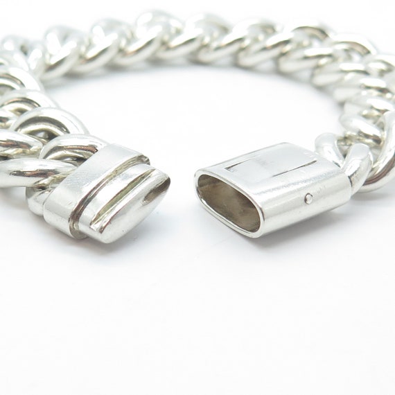 925 Sterling Silver Vintage Cuban Link Solid Chain 89.1g Bracelet