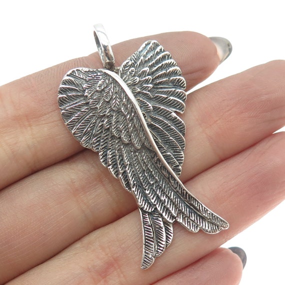 925 Sterling Silver Vintage Angel Wings Oxidized P