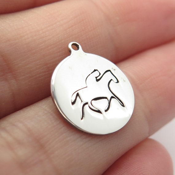 925 Sterling Silver USA Two In Town Racing Horses… - image 1