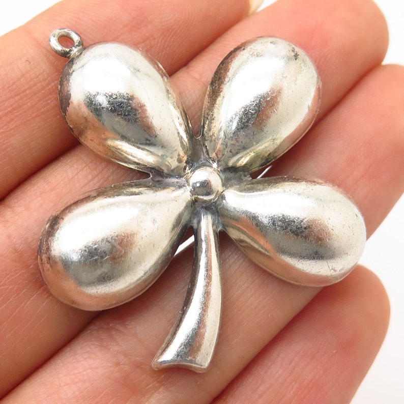 925 Sterling Silver Vintage Danecraft Puffy Clover Charm Pendant