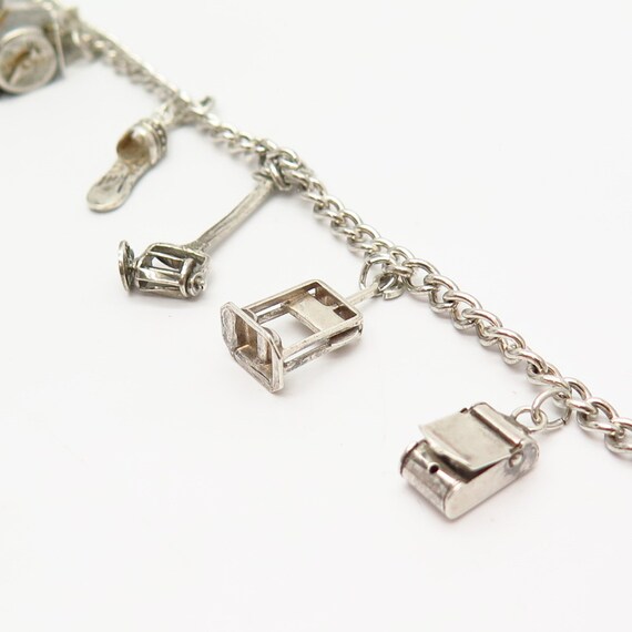 925 Sterling Silver Vintage Assorted Charms Cable… - image 3