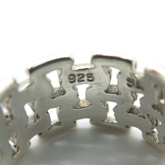 925 Sterling Silver Vintage Chain Band Ring Size … - image 7