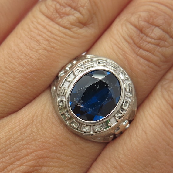 925 Sterling Silver Vintage S.K&F 1969 Ascension Catholic School Ring Size 9.5