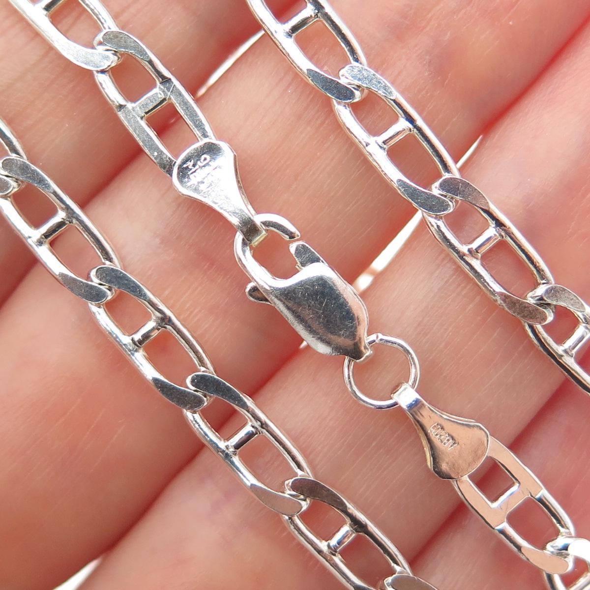 MD28V 925 Sterling Silver Vintage Mexico Anchor Mariner Chain