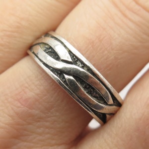 925 Sterling Silver Vintage Braided Band Ring Size 9