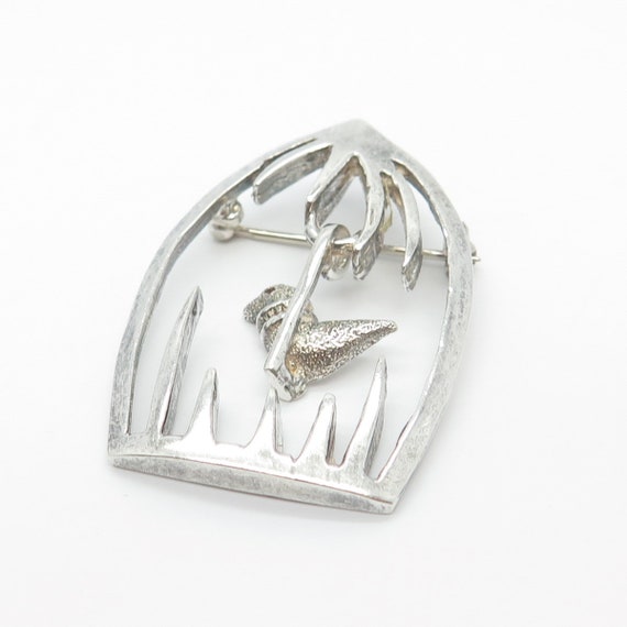 925 Sterling Silver Vintage Mexico Bird In A Cage… - image 5