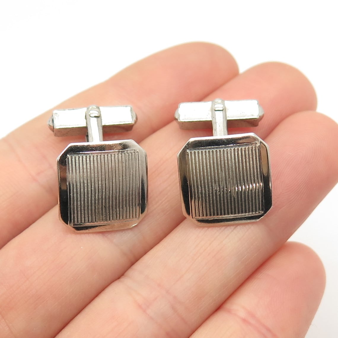 925 Sterling Silver Vintage Swank Inc. Ribbed Cufflinks Etsy