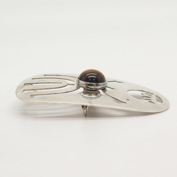 925 Sterling Silver Vintage Tiger Eye Gem Menorah… - image 4