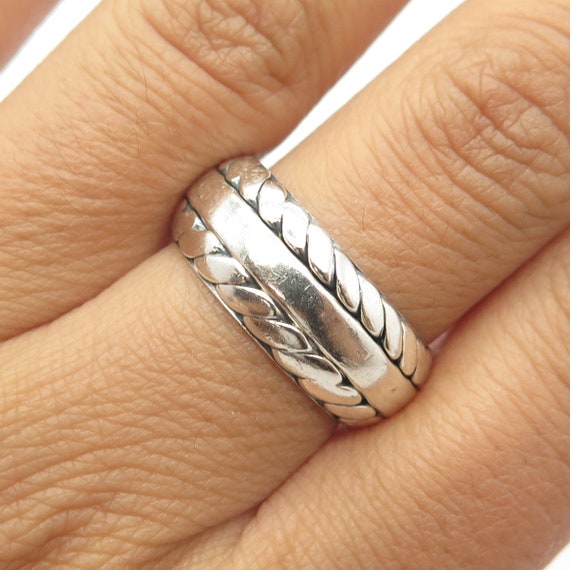 925 Sterling Silver Vintage Mexico Twisted Roped Band Ring 925 Sterling Silver Vintage Mexico Twisted Roped Band Ring