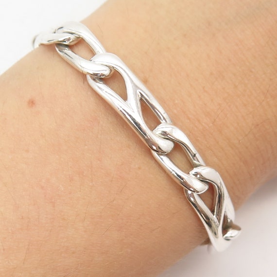 925 Sterling Silver Vintage Infinity Link Bracele… - image 1