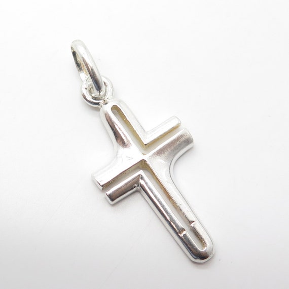 925 Sterling Silver Vintage Cross Modernist Penda… - image 4