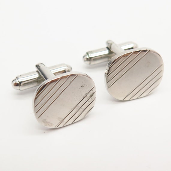 925 Sterling Silver Vintage Stripped Design Cuffl… - image 3