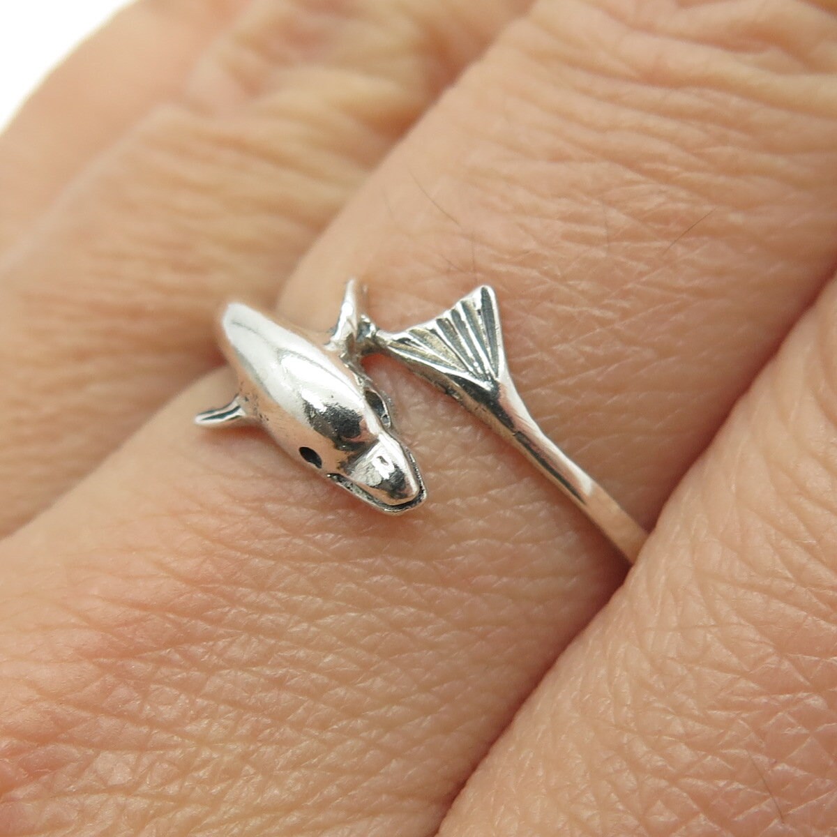 925 Sterling Silver Vintage Friendly Dolphin Ring Size 9.25 - Etsy