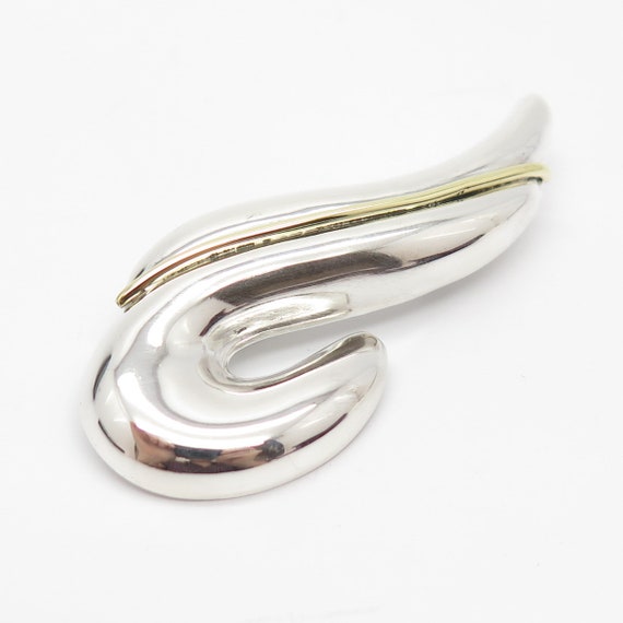 925 Sterling Silver 2-Tone Vintage Mexico Swirl P… - image 4