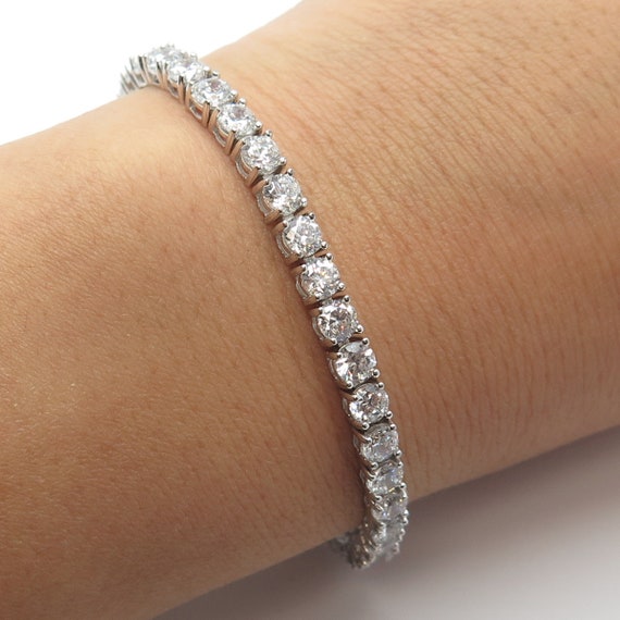 ブレスレット SEOOOCOOKIE AUXERRE SILVER TENNIS BRACELET 4BMS022 925 Sterling Silver 2.5mm Round Cut Tennis Bracelet, Rhodium