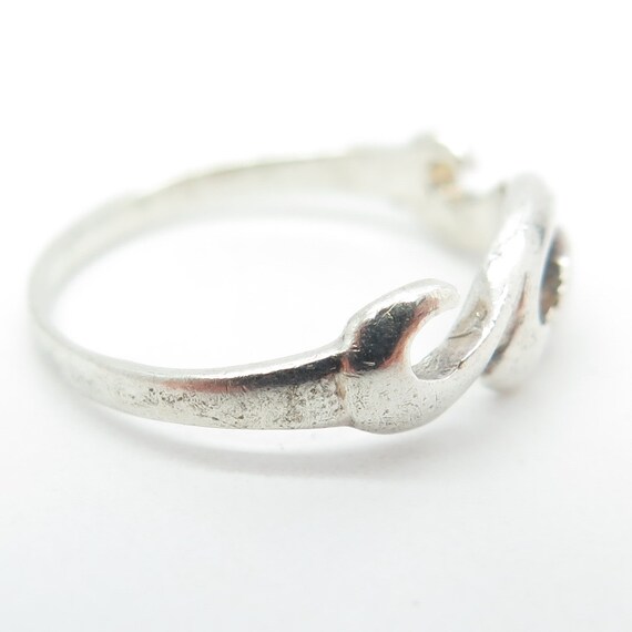 925 Sterling Silver Vintage Modernist Wavy Ring S… - image 6