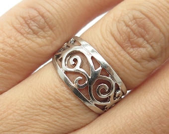 925 Sterling Silver Vintage Ornate Swirl Ring Size 5.75