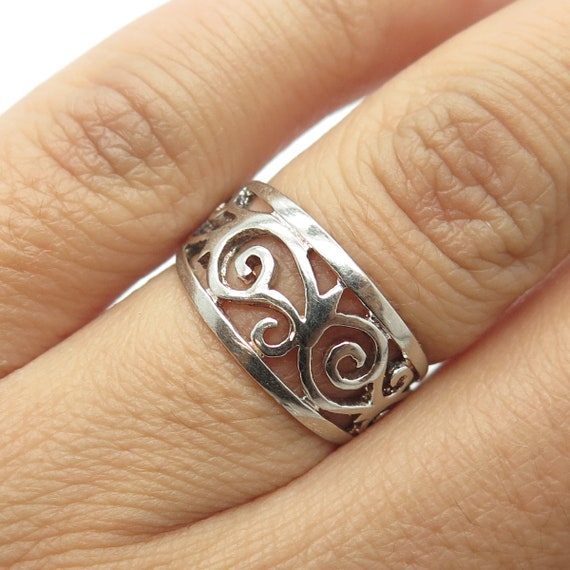 925 Sterling Silver Vintage Ornate Swirl Ring Size 5.75 - Etsy