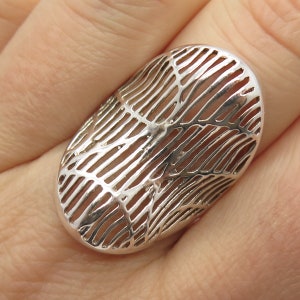 925 Sterling Silver Vintage Modernist Ring Size 6 3/4
