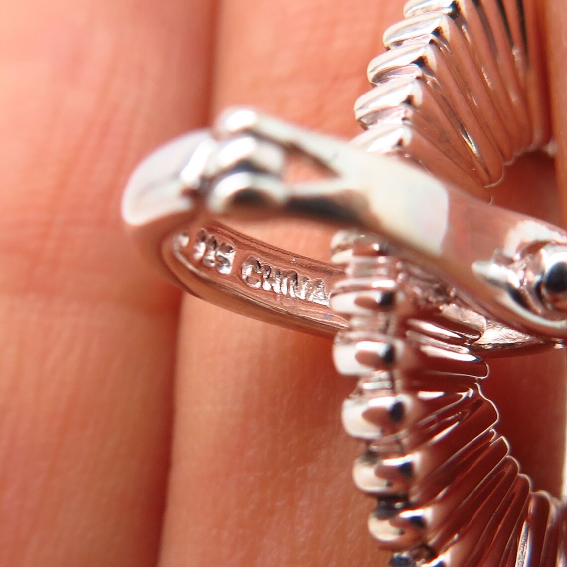 925 Sterling Silver Ross Simons Ribbed Modernist Pendant Etsy