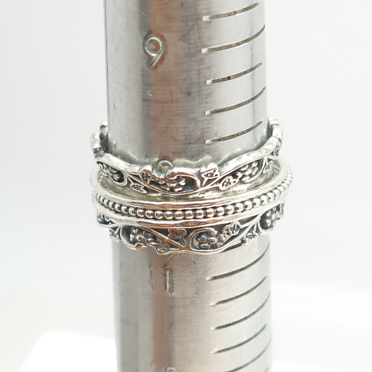 OR PAZ PZ 925 Sterling Silver Vintage Israel Floral Rotating Ring