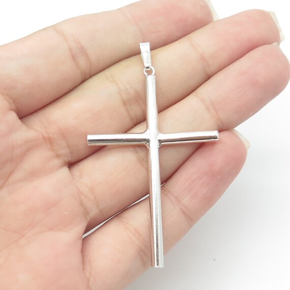 925 Sterling Silver Vintage Classic Cross Pendant - image 2