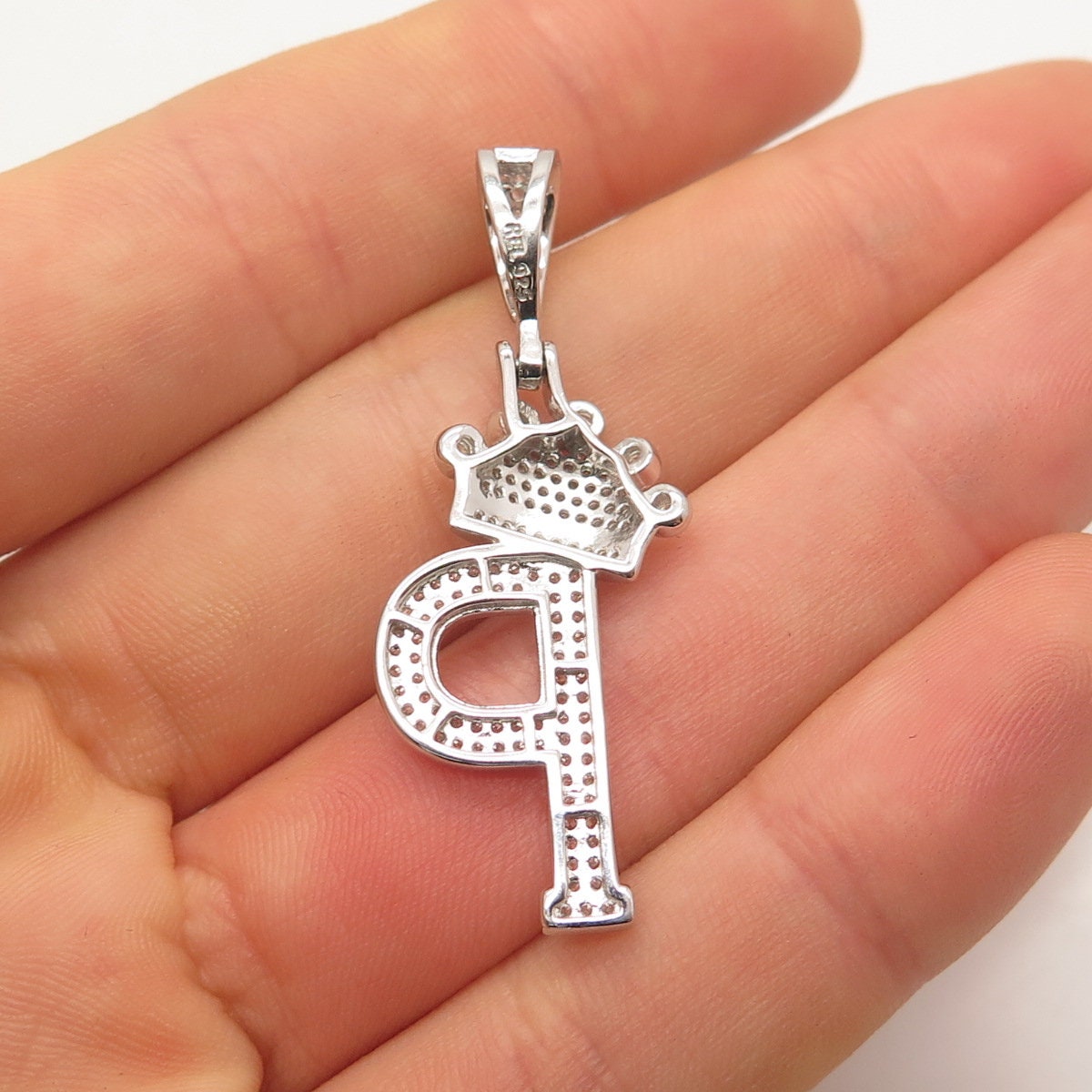 Stainless Steel Pave Set Cz Letter Charms Pdc9020