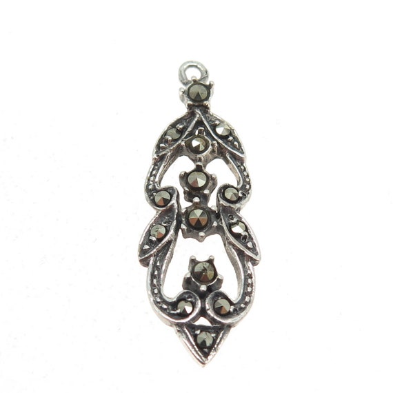 925 Sterling Silver Vintage Real Marcasite Art De… - image 4