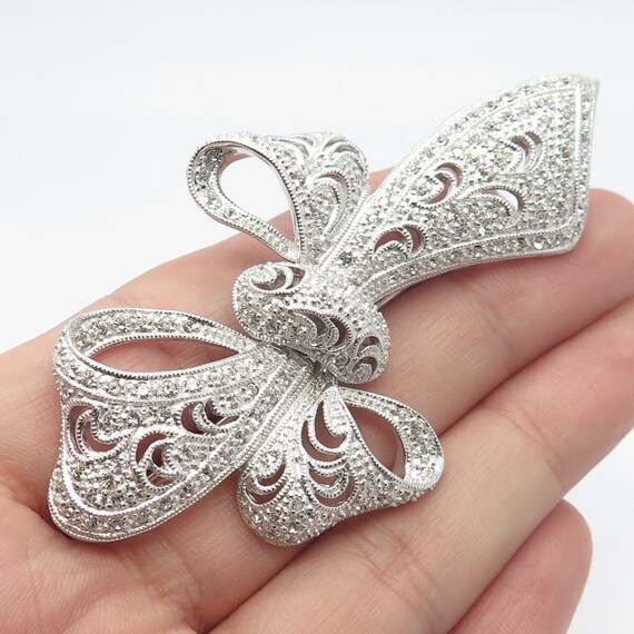 925 Sterling Silver Vintage Jenna Nicole C Z Bow Pin Brooch - Etsy