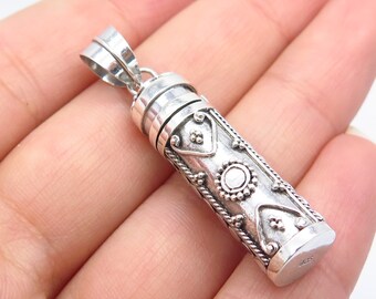 Jewel Tie 925 Sterling Silver Mezuzah with Star & Chai Pendant 7mm x 27mm Jewel Tie 925 Sterling Silver Mezuzah with Star & Chai Pendant 7mm x 27mm