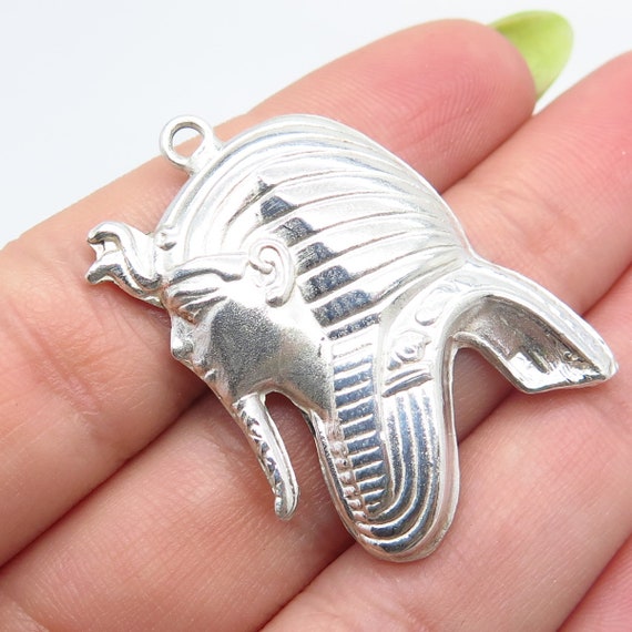 925 Sterling Silver Vintage Egyptian Pharaoh Pend… - image 1