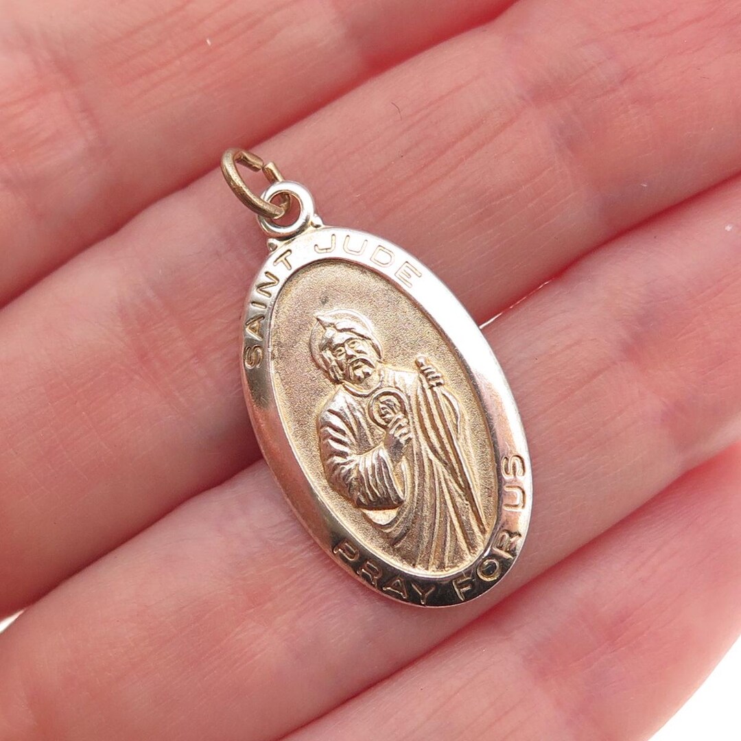 Chapel 925 Sterling Silver 2-tone Vintage St. Jude Religious Charm ...