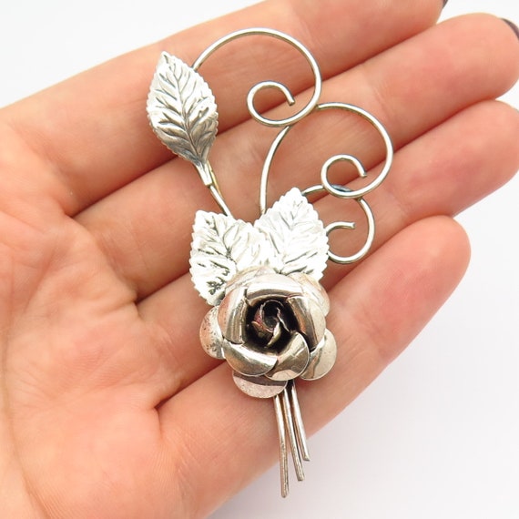 925 Sterling Silver Vintage Lang Swirl Leaf Floral Design Pin Brooch Etsy
