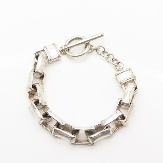 925 Sterling Silver Square Link Chain Bracelet Si… - image 2