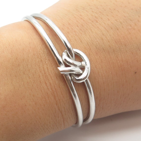 925 Sterling Silver Vintage Knot Cuff Adjustable B