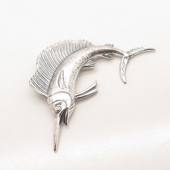 925 Sterling Silver Vintage Sailfish Pin Brooch - image 5