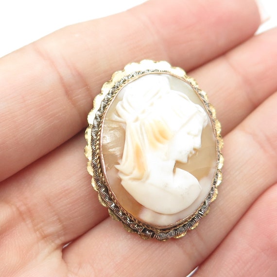 800 Silver Gold-Plated Antique Art Deco Mother-Of… - image 1