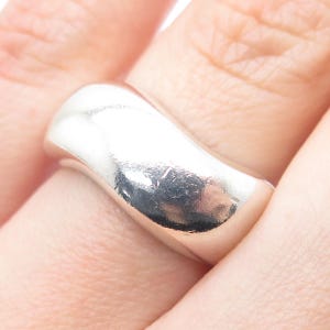 925 Sterling Silver Vintage Modernist Wavy Ring Size 6.25