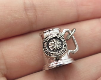 925 Sterling Silver Antique Art Deco Milford High School Cup 3D Charm Pendant