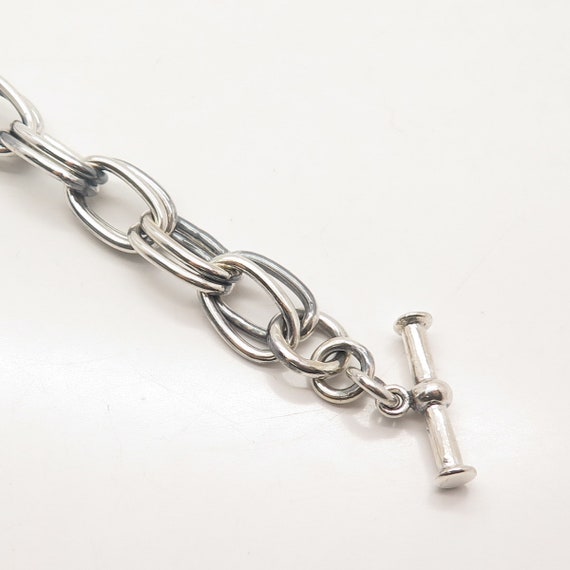 925 Sterling Silver Vintage Double Rolo Link Brac… - image 4