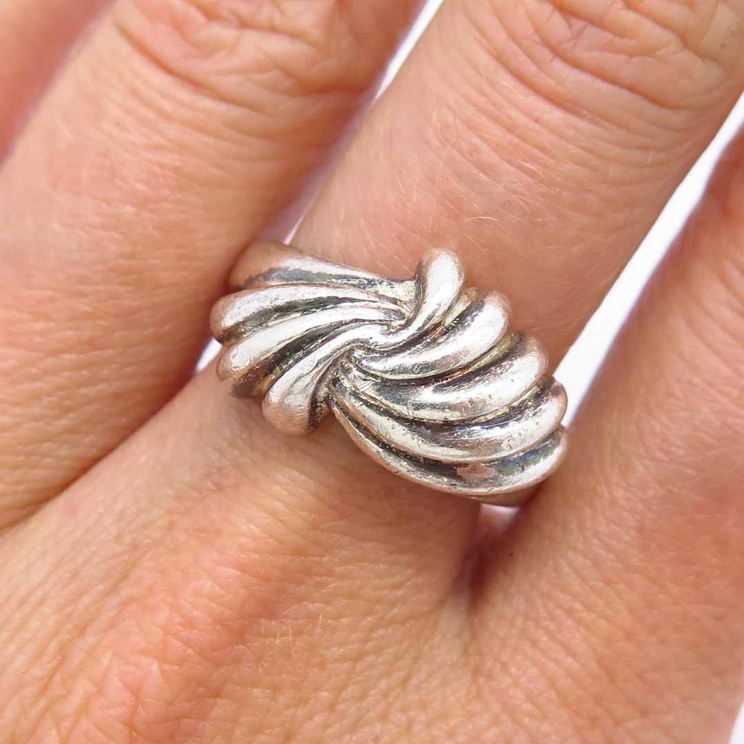 925 Sterling Silver Crossover Ribbed Design Ring Size 8 3/4 - Etsy 925 Sterling Silver Crossover Ribbed Design Ring Size 8 3/4 - Etsy