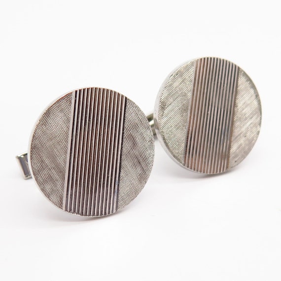 925 Sterling Silver Vintage Textured Striped Desi… - image 4