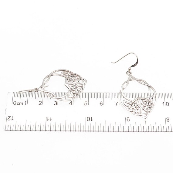 925 Sterling Silver Vintage Celtic Knot Dangle Earrings View 3