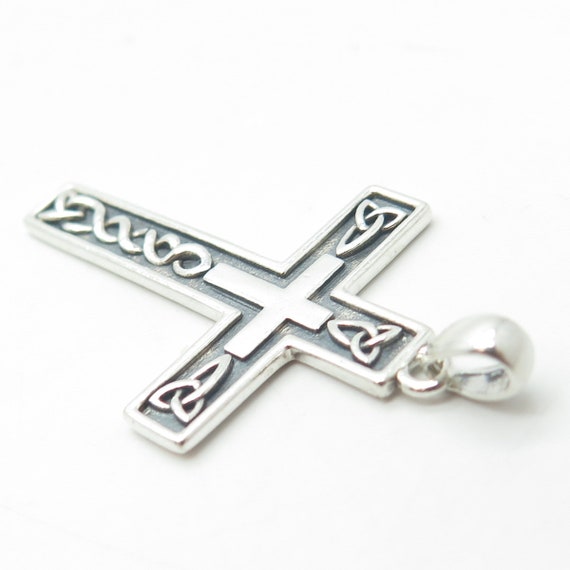 925 Sterling Silver Vintage Celtic Cross Pendant - image 7