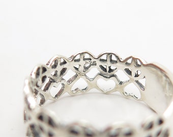 vintage silver ring 欠けたハート 925 Sterling Silver Vintage Heart Band Ring Size 7 3/4 - Etsy