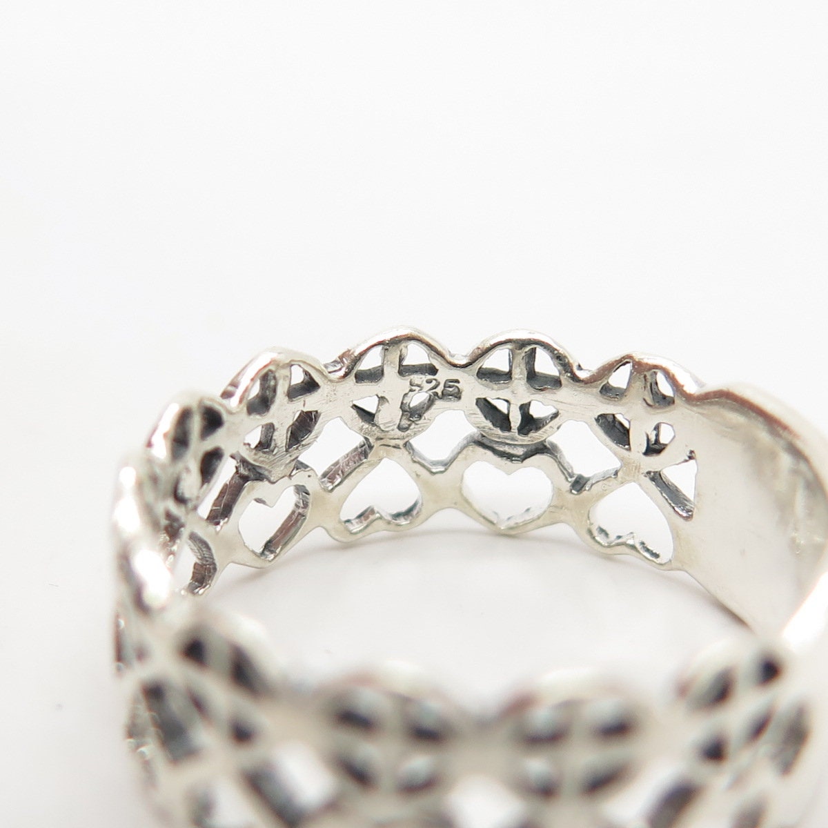 925 Sterling Silver Vintage Heart Band Ring Size 7 3/4 - Etsy