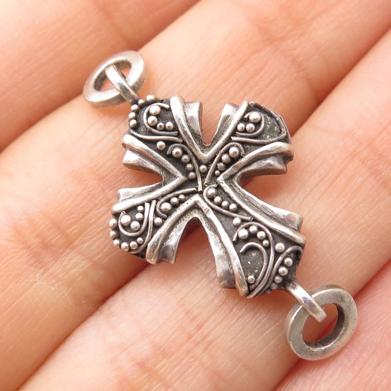 925 Sterling Silver Cross Pendant Jacket Part Of Bracelet