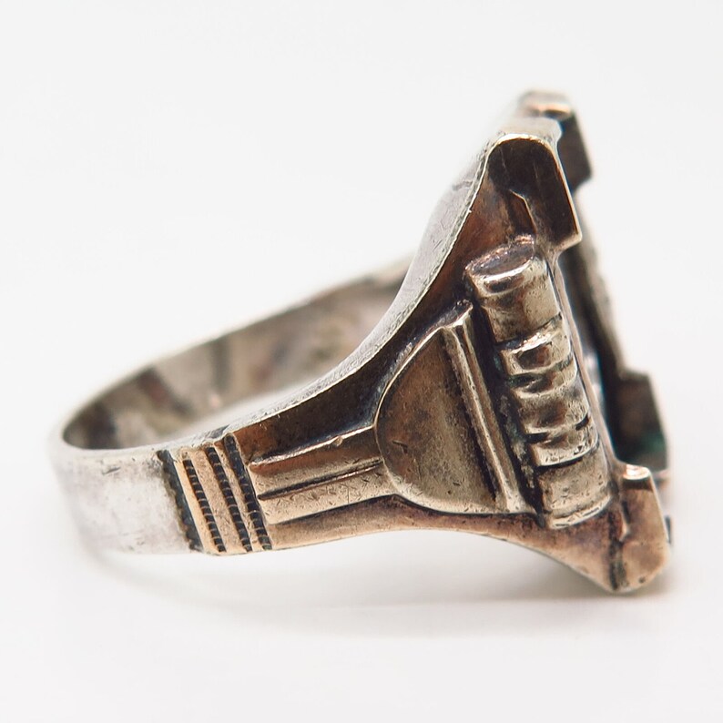 925 Sterling Silver 10K Antique Art Deco Ostby and Barton Mens Ring Size 10